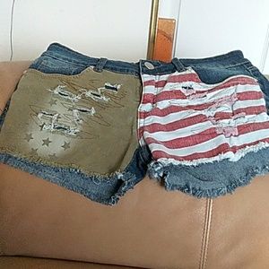 DAZL distressed American flag Jean's short